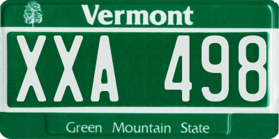 VT license plate XXA498