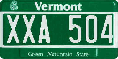 VT license plate XXA504