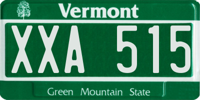 VT license plate XXA515