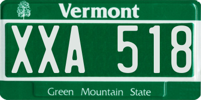 VT license plate XXA518