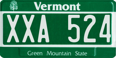 VT license plate XXA524