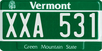 VT license plate XXA531