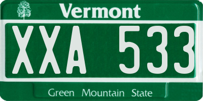 VT license plate XXA533