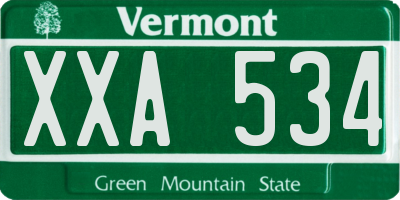 VT license plate XXA534