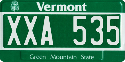 VT license plate XXA535