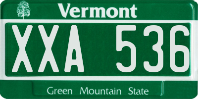 VT license plate XXA536