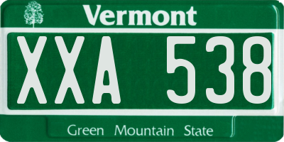 VT license plate XXA538