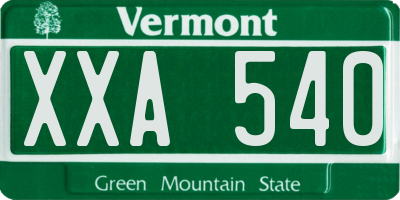VT license plate XXA540