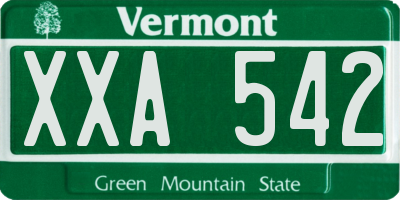 VT license plate XXA542