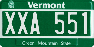 VT license plate XXA551
