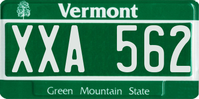 VT license plate XXA562