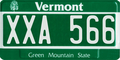 VT license plate XXA566