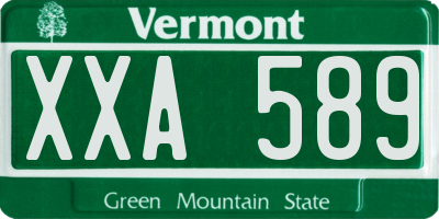 VT license plate XXA589