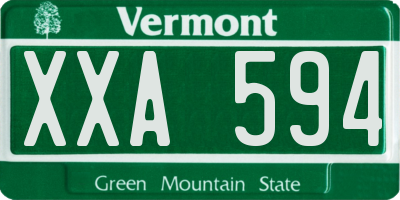 VT license plate XXA594