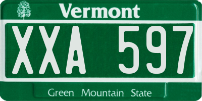 VT license plate XXA597