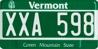 VT license plate XXA598