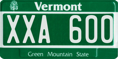 VT license plate XXA600