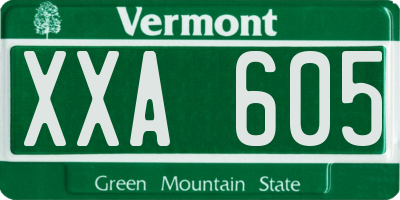 VT license plate XXA605