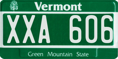 VT license plate XXA606