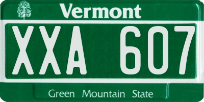 VT license plate XXA607