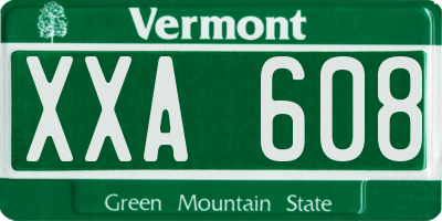 VT license plate XXA608