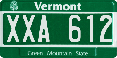 VT license plate XXA612