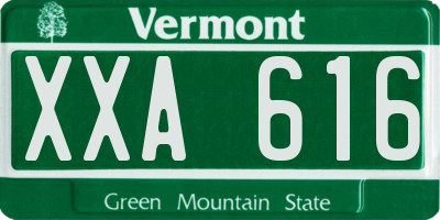 VT license plate XXA616