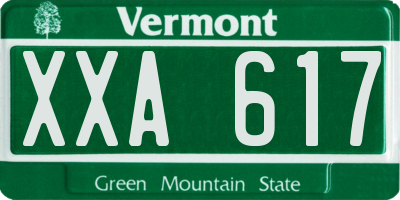 VT license plate XXA617