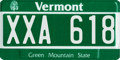 VT license plate XXA618