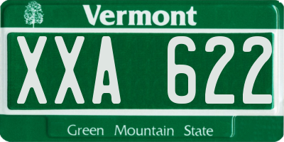 VT license plate XXA622