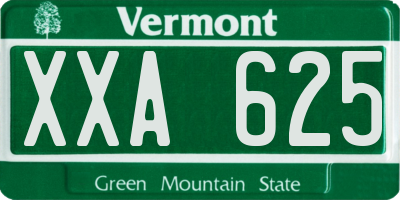 VT license plate XXA625