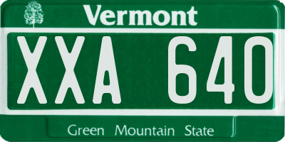 VT license plate XXA640