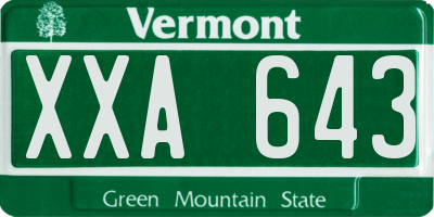 VT license plate XXA643