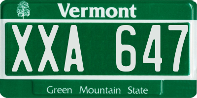 VT license plate XXA647