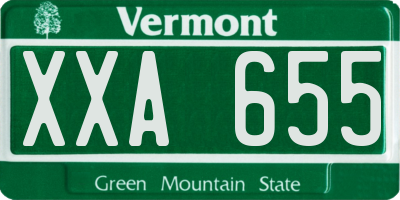 VT license plate XXA655