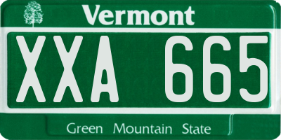 VT license plate XXA665