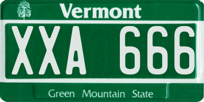 VT license plate XXA666