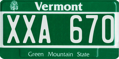 VT license plate XXA670
