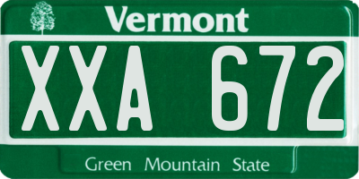 VT license plate XXA672