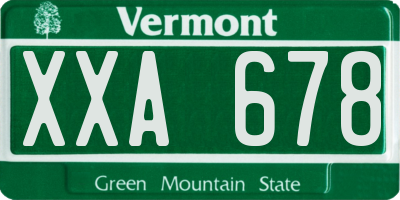 VT license plate XXA678