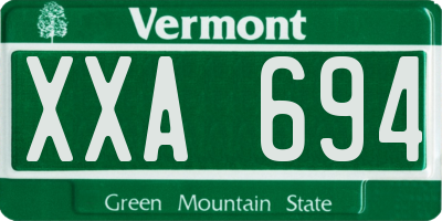 VT license plate XXA694