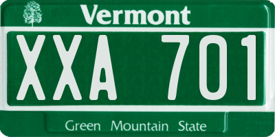VT license plate XXA701