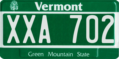 VT license plate XXA702