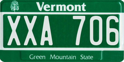 VT license plate XXA706