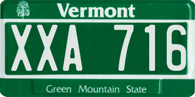 VT license plate XXA716
