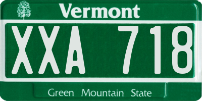 VT license plate XXA718