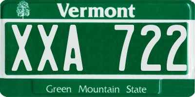 VT license plate XXA722