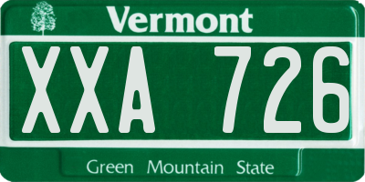 VT license plate XXA726