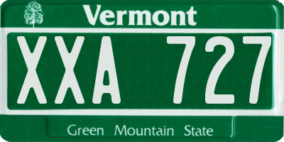 VT license plate XXA727