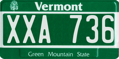 VT license plate XXA736